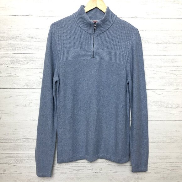 NEW Flag & Anthem Men's Blue 1/4 Zip Sweater Cotton size Small Read Desc. - Picture 1 of 10